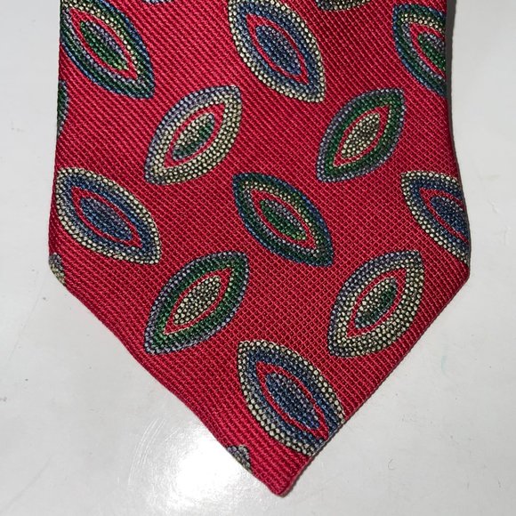 Vintage Burberrys of London 100% Silk Tie Hand Sewn USA Geometric Red Green Blue - Picture 3 of 11